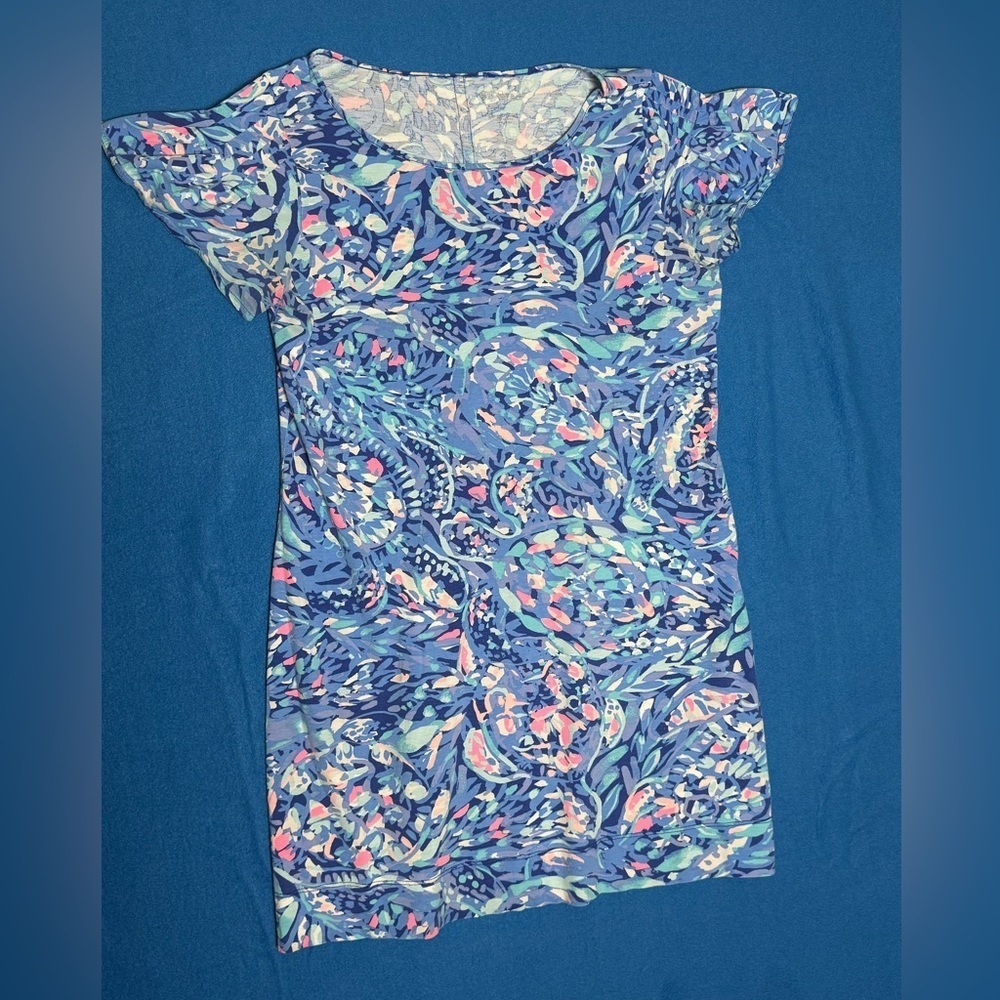 Lilly Pulitzer "Marah" Dress Royal Purple Party Wave Womens Sz L